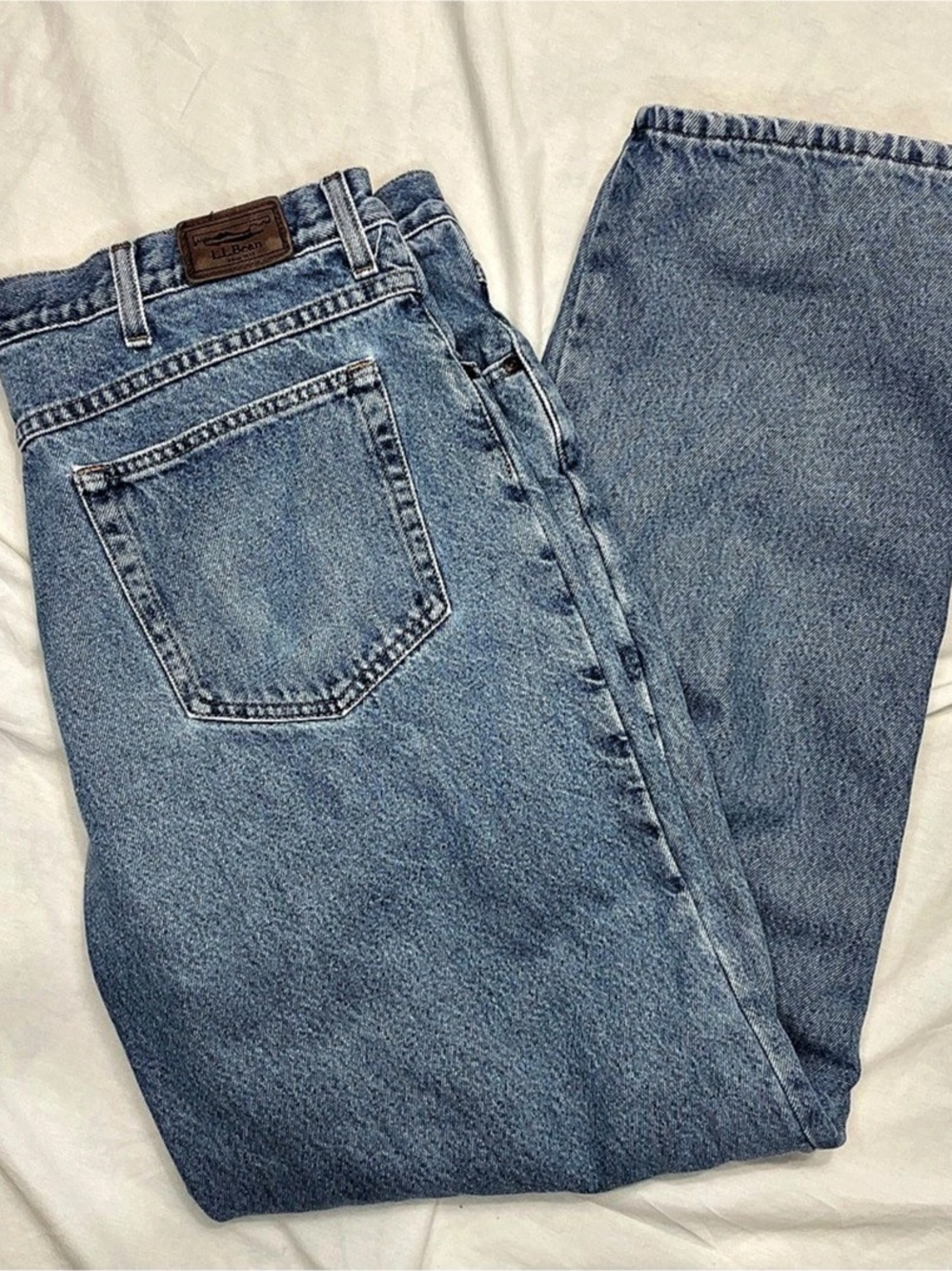 L.L.Bean Flannel-Lined Relaxed Fit Jeans Blue Waist 40 x 34